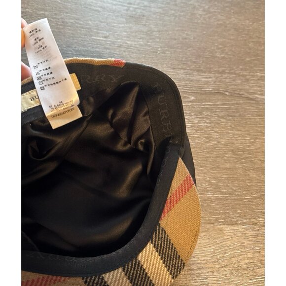 BURBERRY - NOVA CHECK WOOL CASHMERE NEWSBOY HAT authentic *with small defect* m - Picture 6 of 11